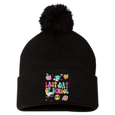Happy Last Day Of School Teacher Girl Grad Hello Summer Pom Pom 12in Knit Beanie