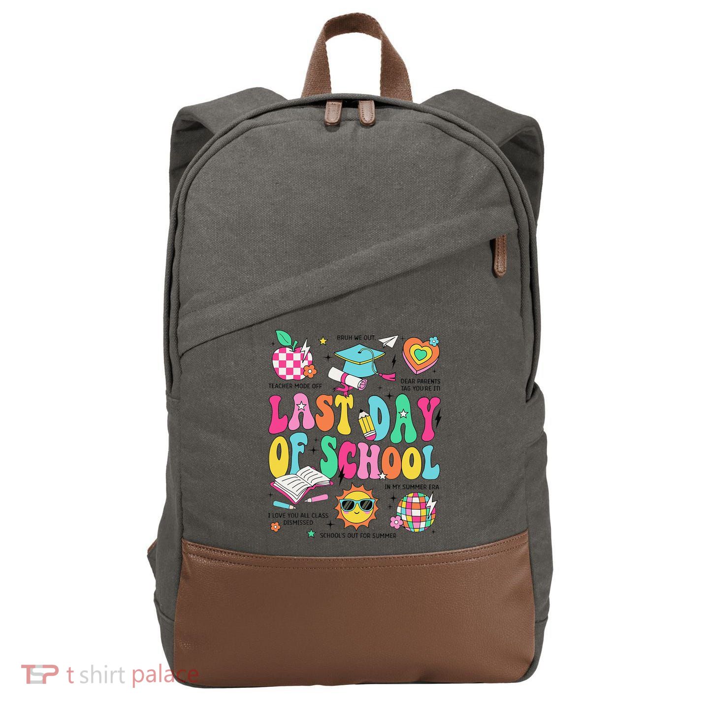 Happy Last Day Of School Teacher Girl Grad Hello Summer Cotton Canvas Backpack