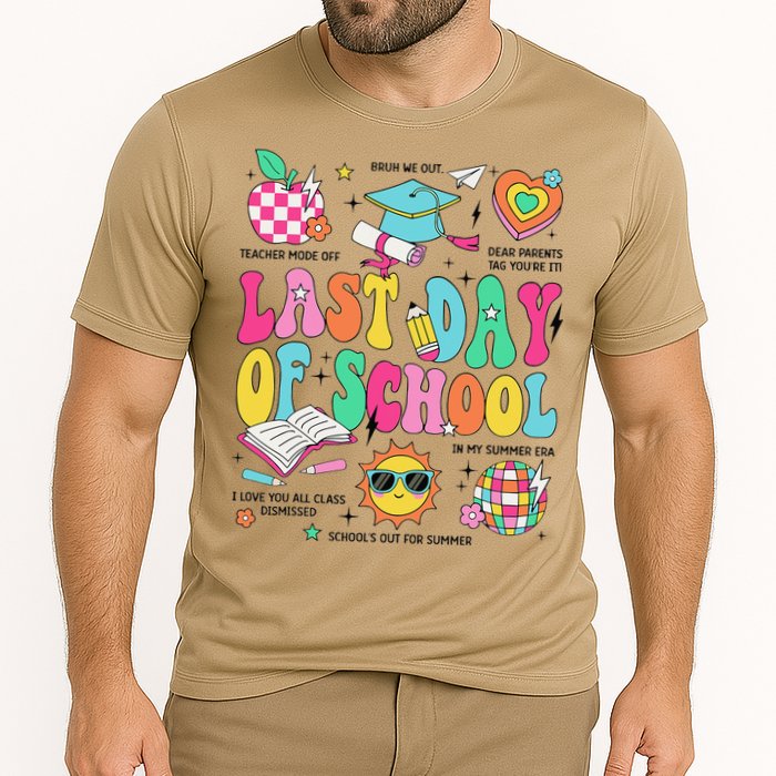 Happy Last Day Of School Teacher Girl Grad Hello Summer Cooling Performance Crew T-Shirt
