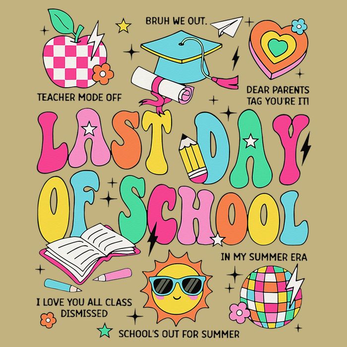 Happy Last Day Of School Teacher Girl Grad Hello Summer Cooling Performance Crew T-Shirt