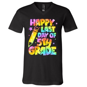 Happy Last Day Of 5th Grade School Summer Teacher Students V-Neck T-Shirt