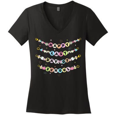 Happy Last Day Of School Friendship Bracelets Teacher Women's V-Neck T-Shirt
