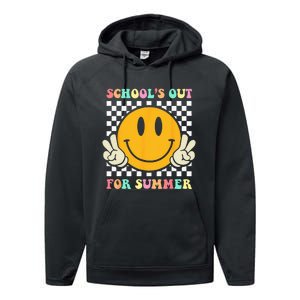 Hippie Last Day Of School Schools Out For Summer Teacher Performance Fleece Hoodie