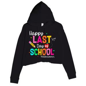 Happy Last Day of School Graduation Teacher Student Crop Fleece Hoodie