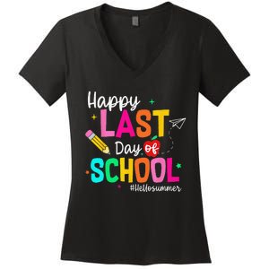 Happy Last Day of School Graduation Teacher Student Women's V-Neck T-Shirt