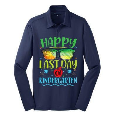 Happy Last Day Of Kindergarten Teacher Student Summer Silk Touch Performance Long Sleeve Polo