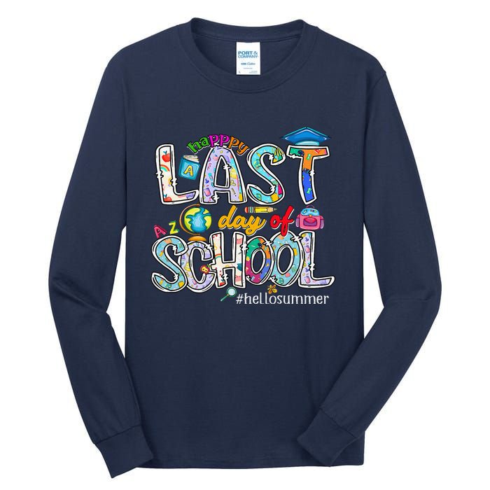 Happy Last Day Of School 2024 Hello Summer Tall Long Sleeve T-Shirt