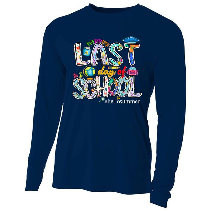 Happy Last Day Of School 2024 Hello Summer Cooling Performance Long Sleeve Crew