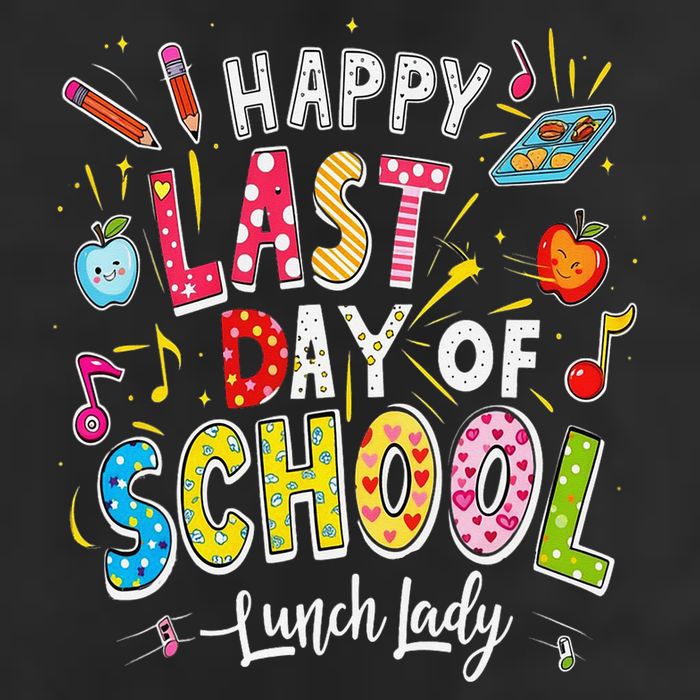 Happy Last Day Of School Lunch Lady Summer Design Gift 7 Panel Mesh Trucker Snapback Hat