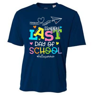 Happy Last Day Of School Hello Summer Students And Teachers Cooling Performance Crew T-Shirt