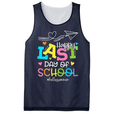 Happy Last Day Of School Hello Summer Students And Teachers Mesh Reversible Basketball Jersey Tank