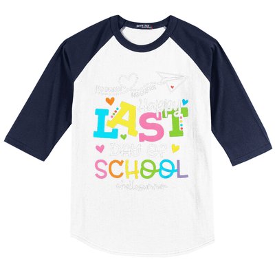 Happy Last Day Of School Hello Summer Students And Teachers Baseball Sleeve Shirt