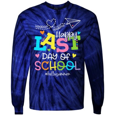 Happy Last Day Of School Hello Summer Students And Teachers Tie-Dye Long Sleeve Shirt