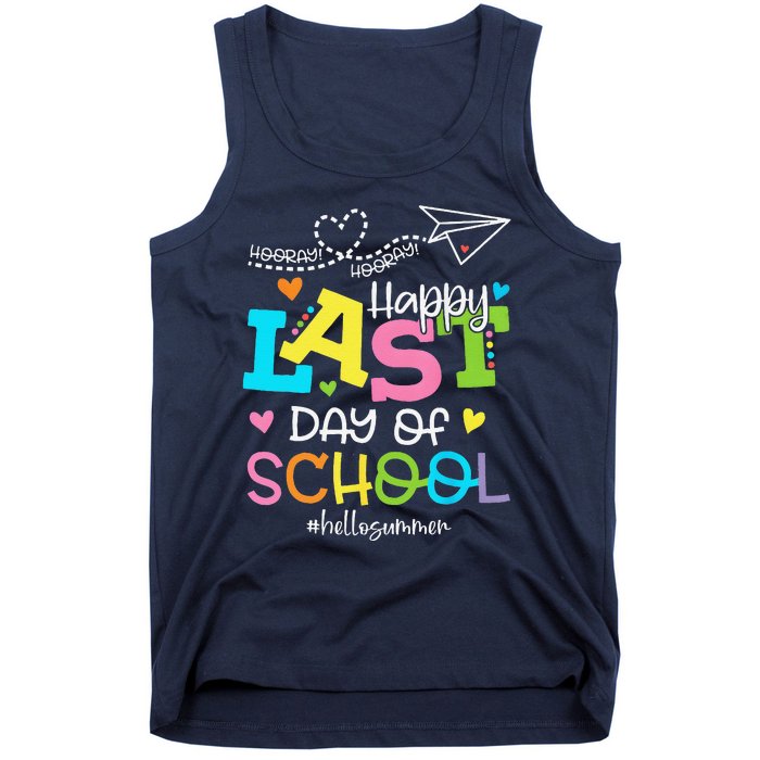 Happy Last Day Of School Hello Summer Students And Teachers Tank Top