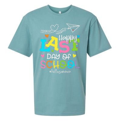 Happy Last Day Of School Hello Summer Students And Teachers Sueded Cloud Jersey T-Shirt