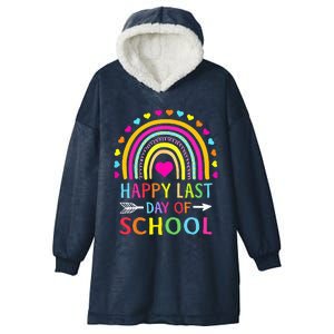 Happy Last Day Of School Teacher Student Graduation Hooded Wearable Blanket