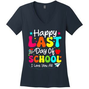 Happy Last Day of School Student Graduation Wo Teacher Women's V-Neck T-Shirt