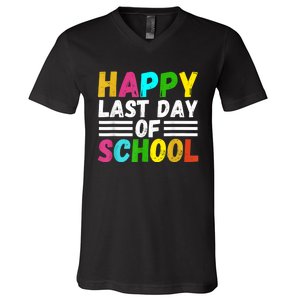 Happy Last Day Of School Teacher Student GraduationSchool V-Neck T-Shirt