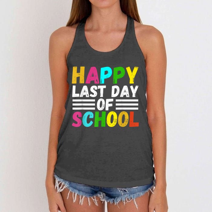 Happy Last Day Of School Teacher Student GraduationSchool Women's Knotted Racerback Tank