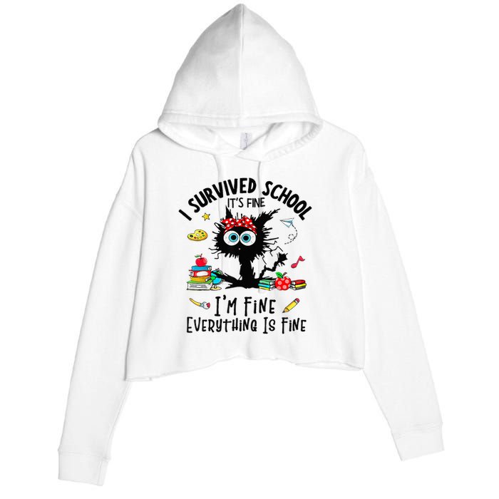 Happy Last Day Of School Teacher Student Graduation Crop Fleece Hoodie