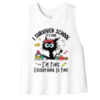 Happy Last Day Of School Teacher Student Graduation Women's Racerback Cropped Tank