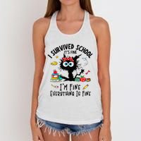 Happy Last Day Of School Teacher Student Graduation Women's Knotted Racerback Tank