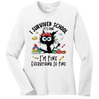 Happy Last Day Of School Teacher Student Graduation Ladies Long Sleeve Shirt