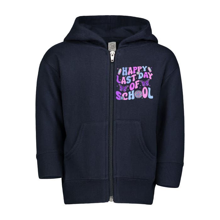 Happy Last Day Of School Teacher Boy Girl Grad Hello Summer Toddler Zip Fleece Hoodie