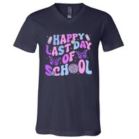 Happy Last Day Of School Teacher Boy Girl Grad Hello Summer V-Neck T-Shirt