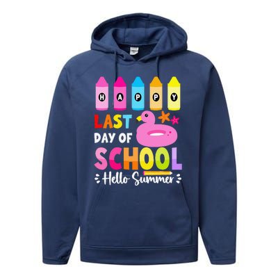 Happy Last Day Of School Student Hello Summer 2024 Performance Fleece Hoodie