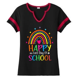 Happy Last Day of School Teacher Student Graduation Ladies Halftime Notch Neck Tee