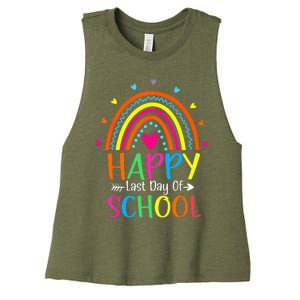 Happy Last Day of School Teacher Student Graduation Women's Racerback Cropped Tank