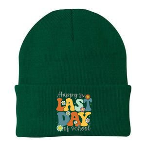 Happy Last Day Of School Graduation Groovy Teacher Student Knit Cap Winter Beanie