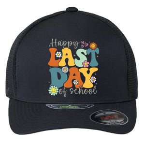 Happy Last Day Of School Graduation Groovy Teacher Student Flexfit Unipanel Trucker Cap