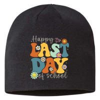 Happy Last Day Of School Graduation Groovy Teacher Student Sustainable Beanie