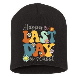 Happy Last Day Of School Graduation Groovy Teacher Student Short Acrylic Beanie