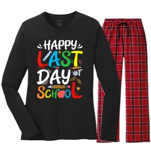 Happy Last Day Of School Teacher Student Graduation Summer Women's Long Sleeve Flannel Pajama Set 