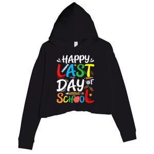 Happy Last Day Of School Teacher Student Graduation Summer Crop Fleece Hoodie