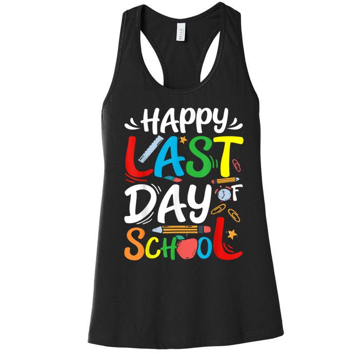 Happy Last Day Of School Teacher Student Graduation Summer Women's Racerback Tank