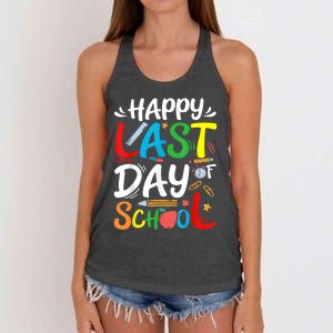 Happy Last Day Of School Teacher Student Graduation Summer Women's Knotted Racerback Tank