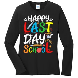 Happy Last Day Of School Teacher Student Graduation Summer Ladies Long Sleeve Shirt