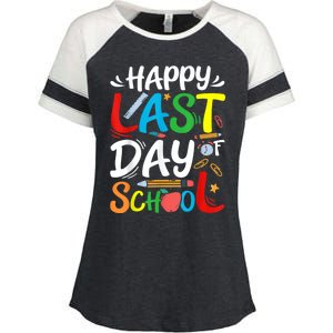 Happy Last Day Of School Teacher Student Graduation Summer Enza Ladies Jersey Colorblock Tee