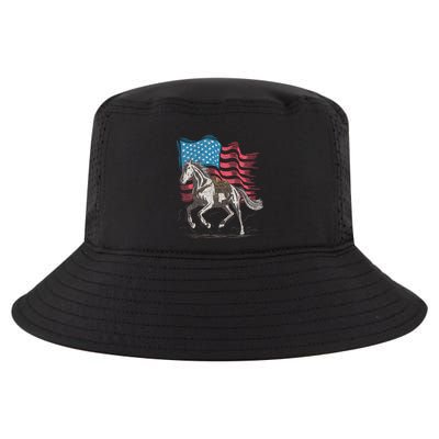 Horse Lover Equestrian American Flag Cool Comfort Performance Bucket Hat