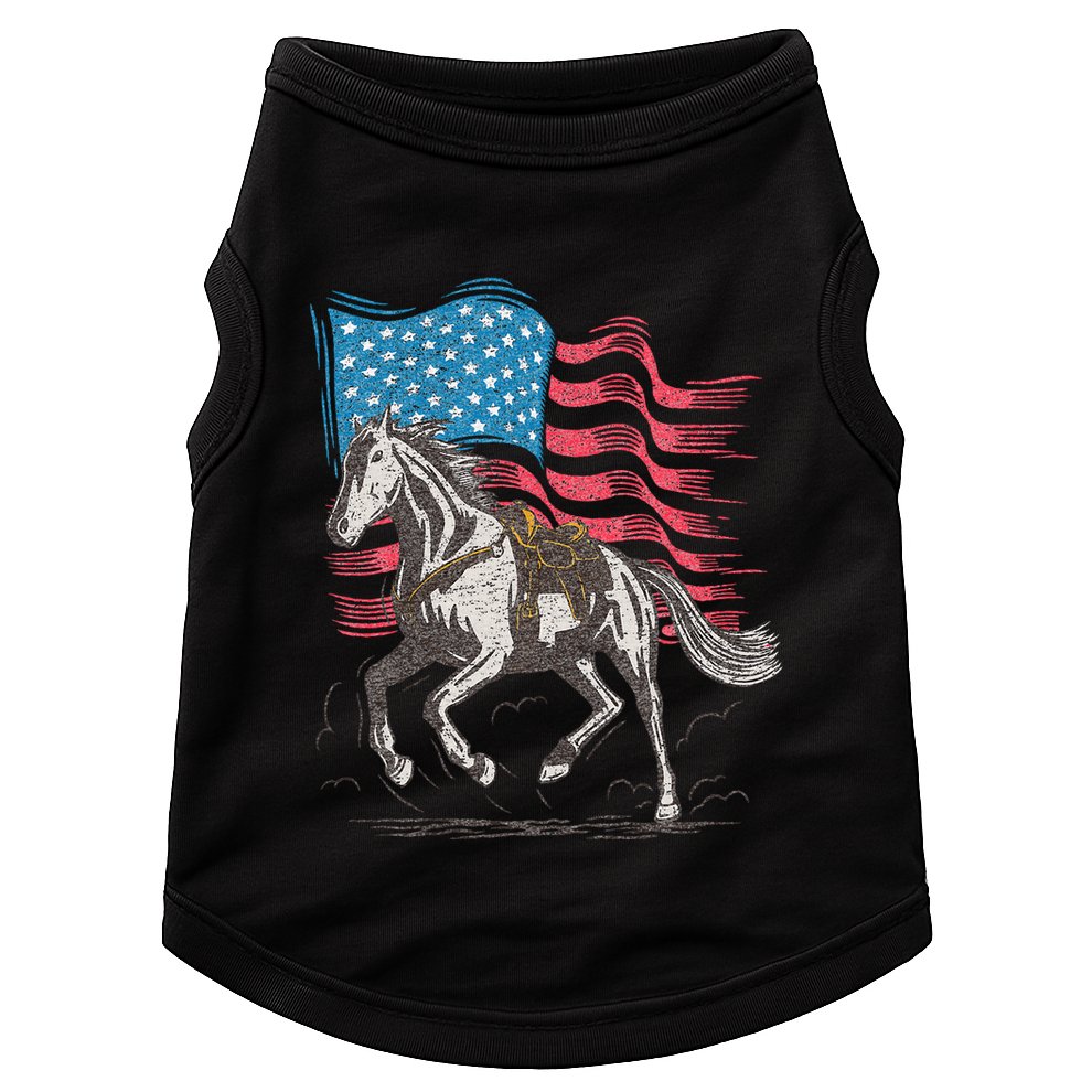 Horse Lover Equestrian American Flag Doggie Tank