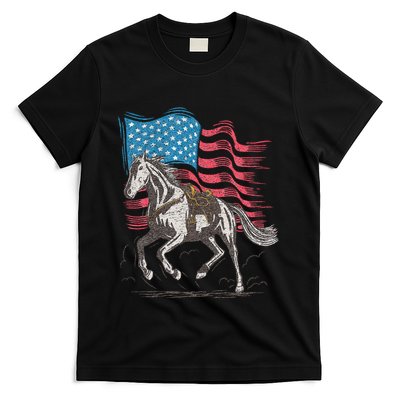 Horse Lover Equestrian American Flag T-Shirt