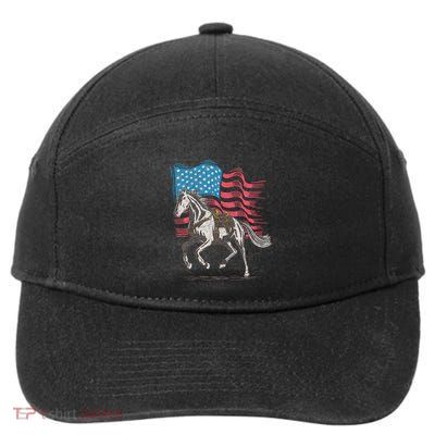 Horse Lover Equestrian American Flag 7-Panel Snapback Hat