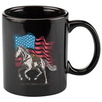 Horse Lover Equestrian American Flag 11oz C Handle Ceramic Mug
