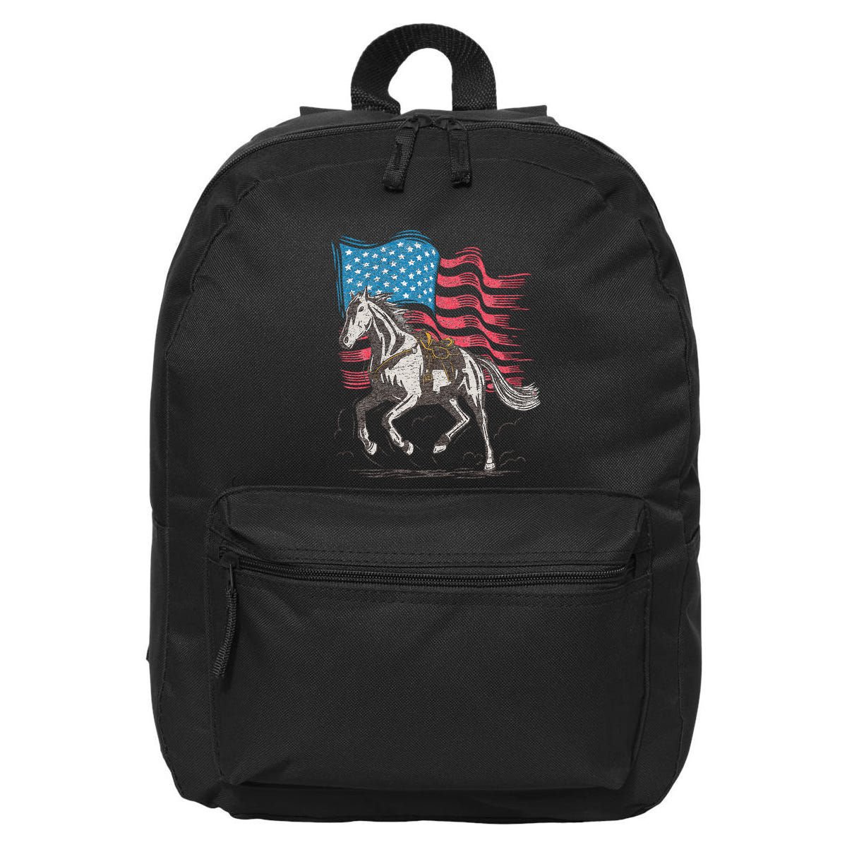 Horse Lover Equestrian American Flag 16 in Basic Backpack