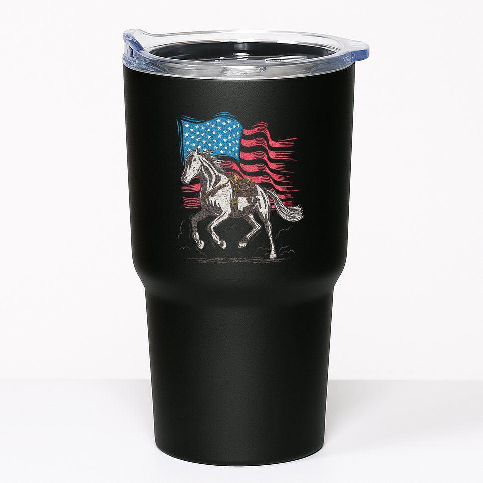 Horse Lover Equestrian American Flag Tumbler