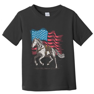 Horse Lover Equestrian American Flag Toddler T-Shirt